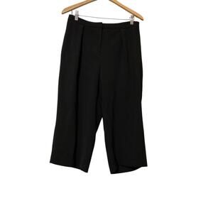 White House Black Market Womens Pants 8 Black Wide Leg Crop Tie Front High Rise